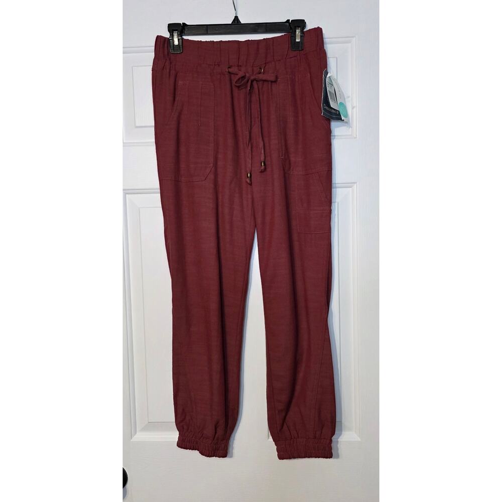 Democracy Womens Pants Joggers Ankle Pull On Size XS Burgandy‎ NWT